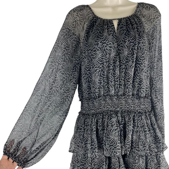 Cinq a Sept Annabel Silk Mini Dress Printed Tiered Ruffle Size 8 - Picture 6 of 10